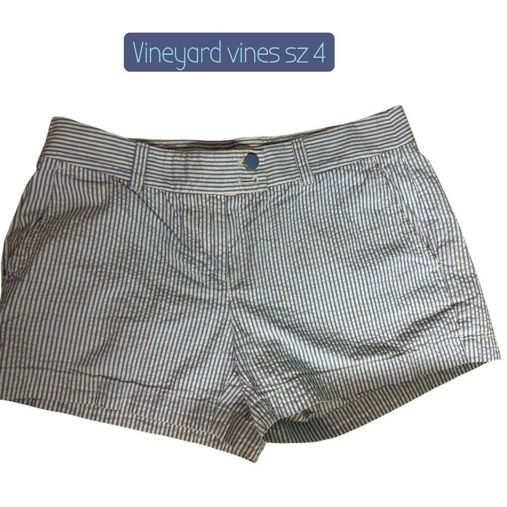 Vineyard Vines Women's Seersucker Shorts - Blue and White